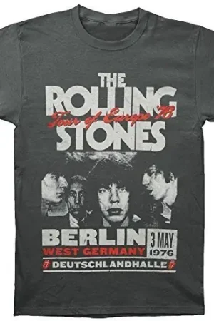 The Rolling Stones Tour Of Europe '76 Berlin West Germany Charcoal Unisex Short Sleeve T-shirt Medium Worldwide Shipping