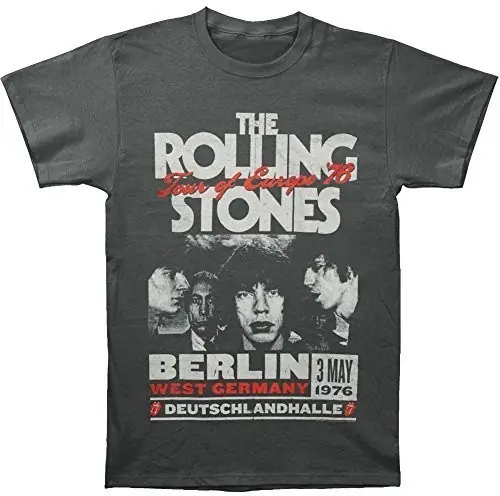 The Rolling Stones Tour Of Europe '76 Berlin West Germany Charcoal Unisex Short Sleeve T-shirt Medium Worldwide Shipping