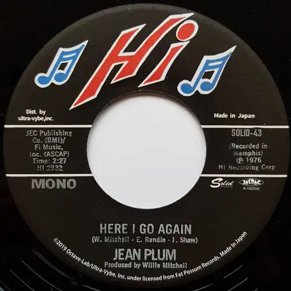 New Arrival Jean Plum - Here I Go Again / I Love Him (Single)